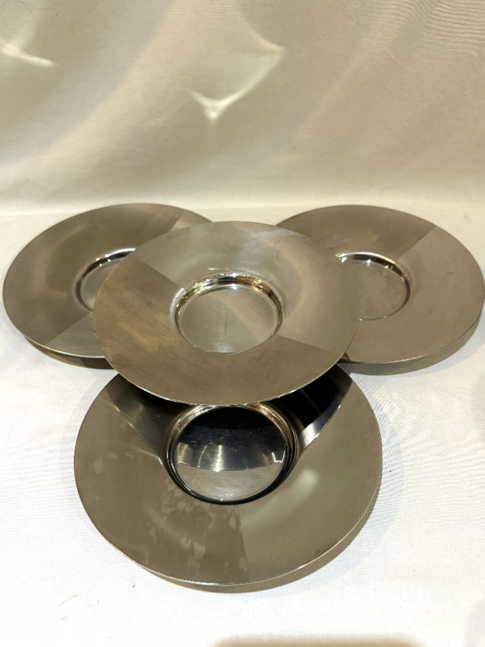Set of 4 Nespresso Stainless Steel 18/10 Saucers 5 5/8"